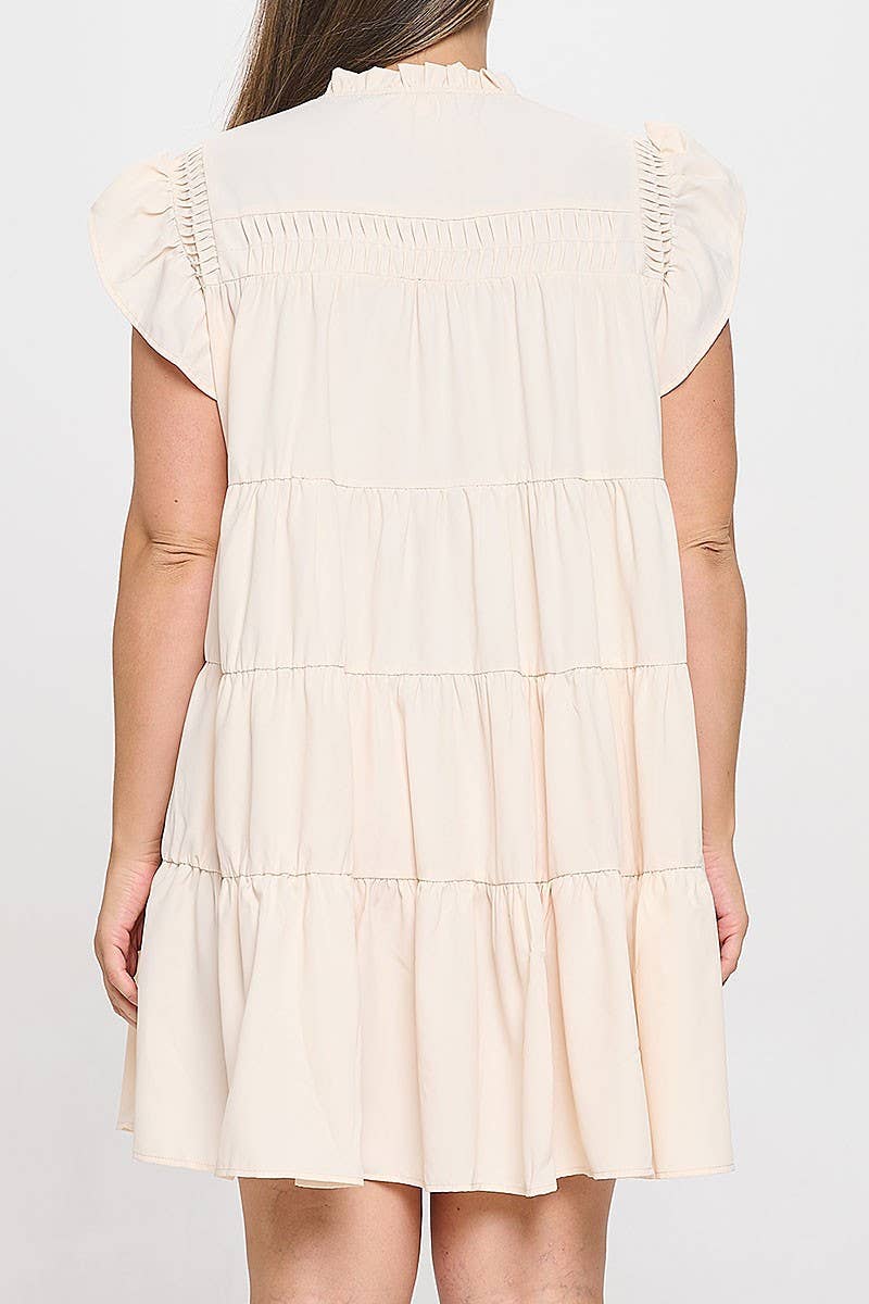 RUFFLE CAP SLEEVE TIERED DRESS