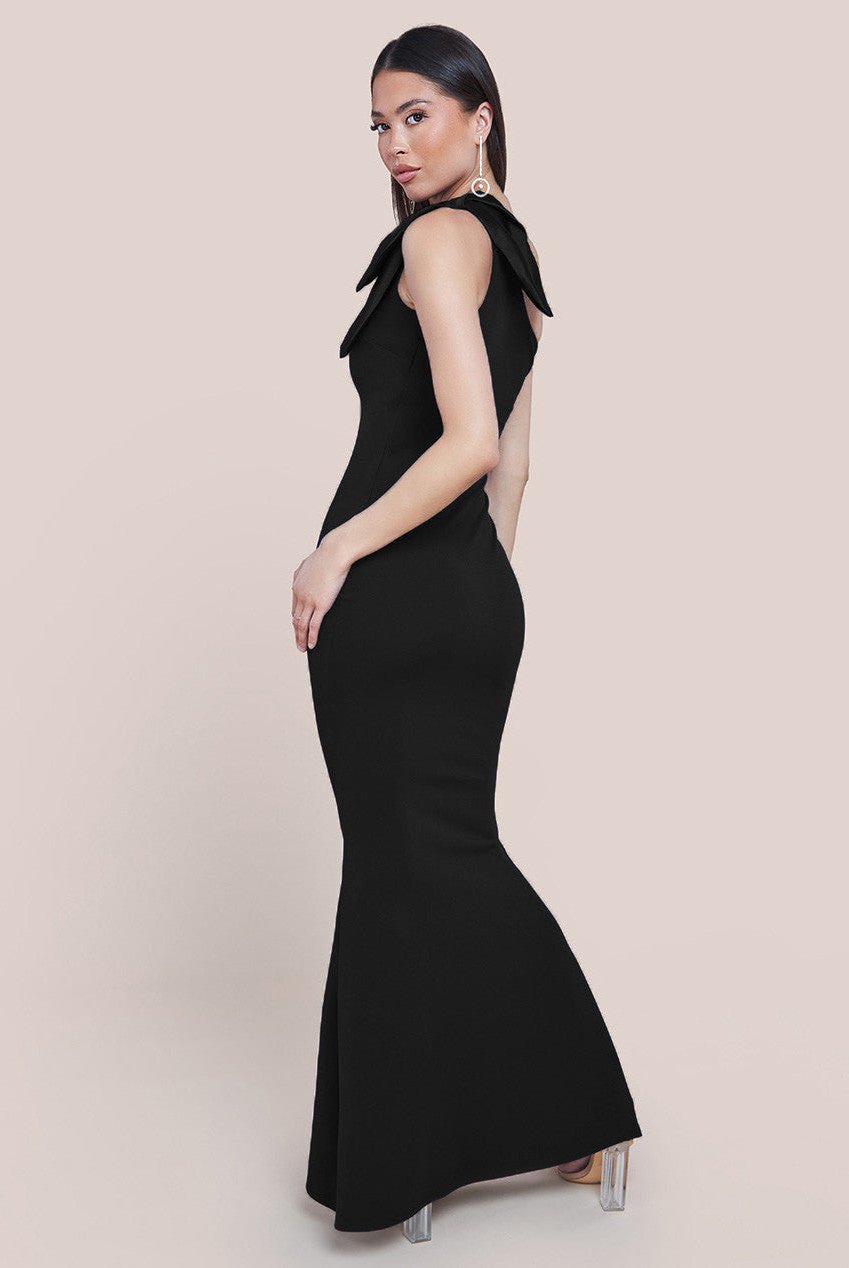 One shoulder bow satin dress