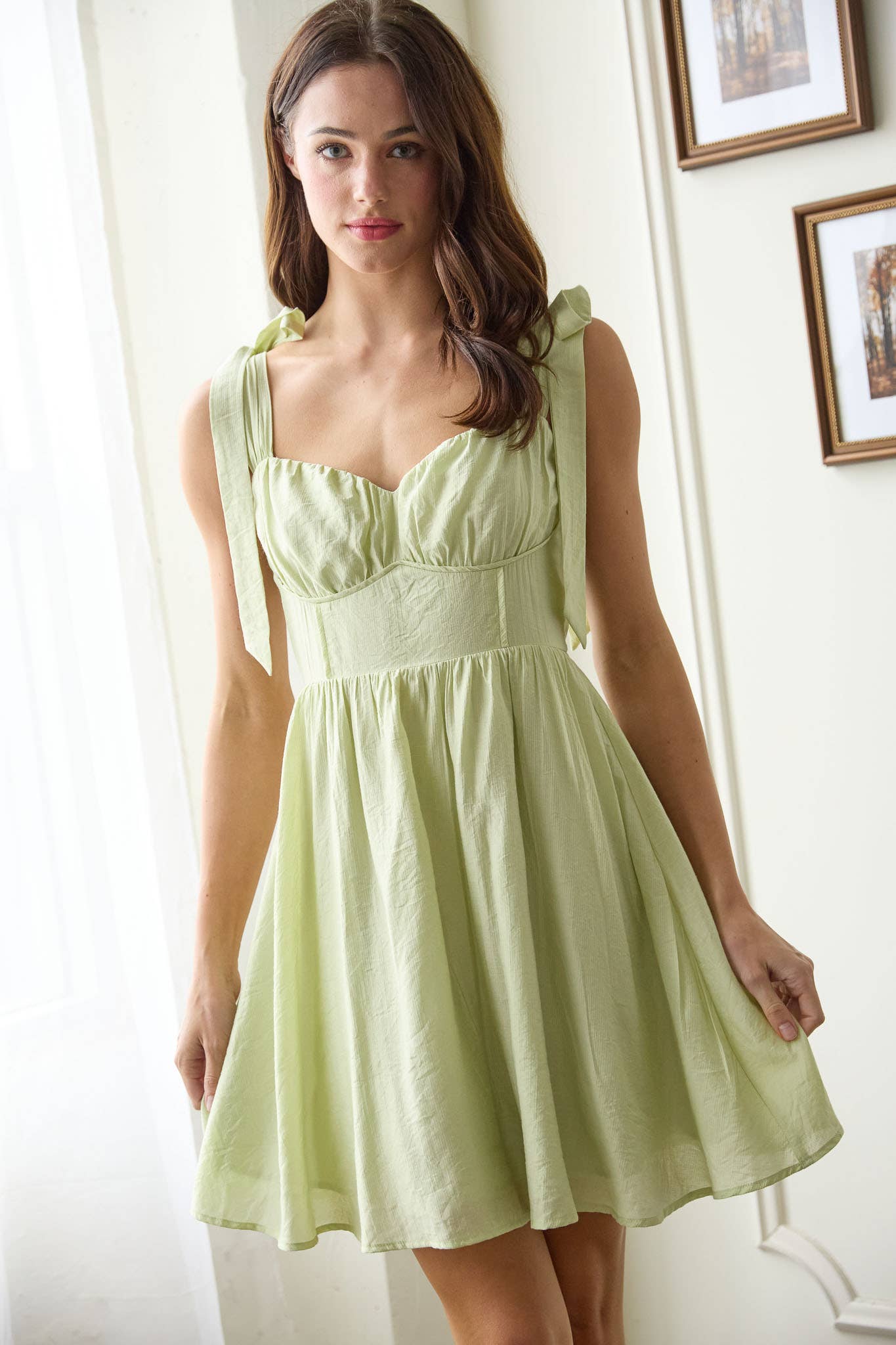 SAGE CORSET MINI DRESS