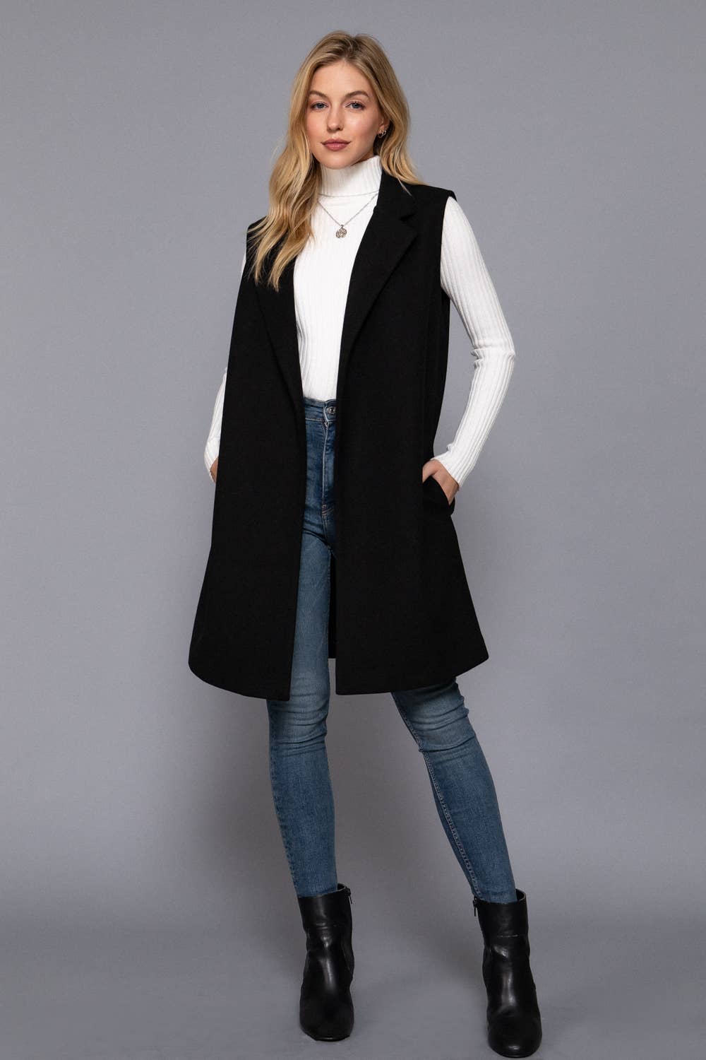 Sleeveless Open Vest