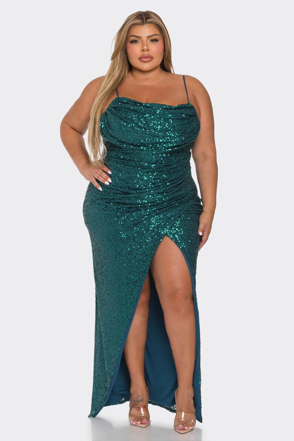 PLUS SIZE SEQUIN DRESS 1X / EMERALD PLUS SIZE SEQUIN DRESS 1X / EMERALD