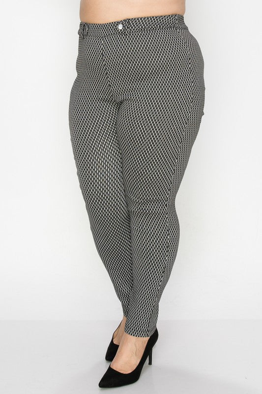 Elasticized Skinny Plaid Pants
