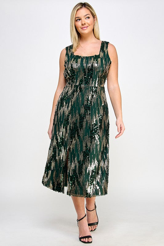 SEQUIN MIDI DRESS PLUS SIZE