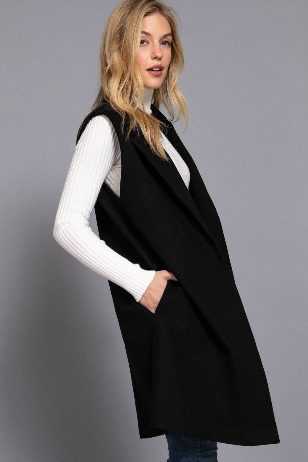 Sleeveless Open Vest