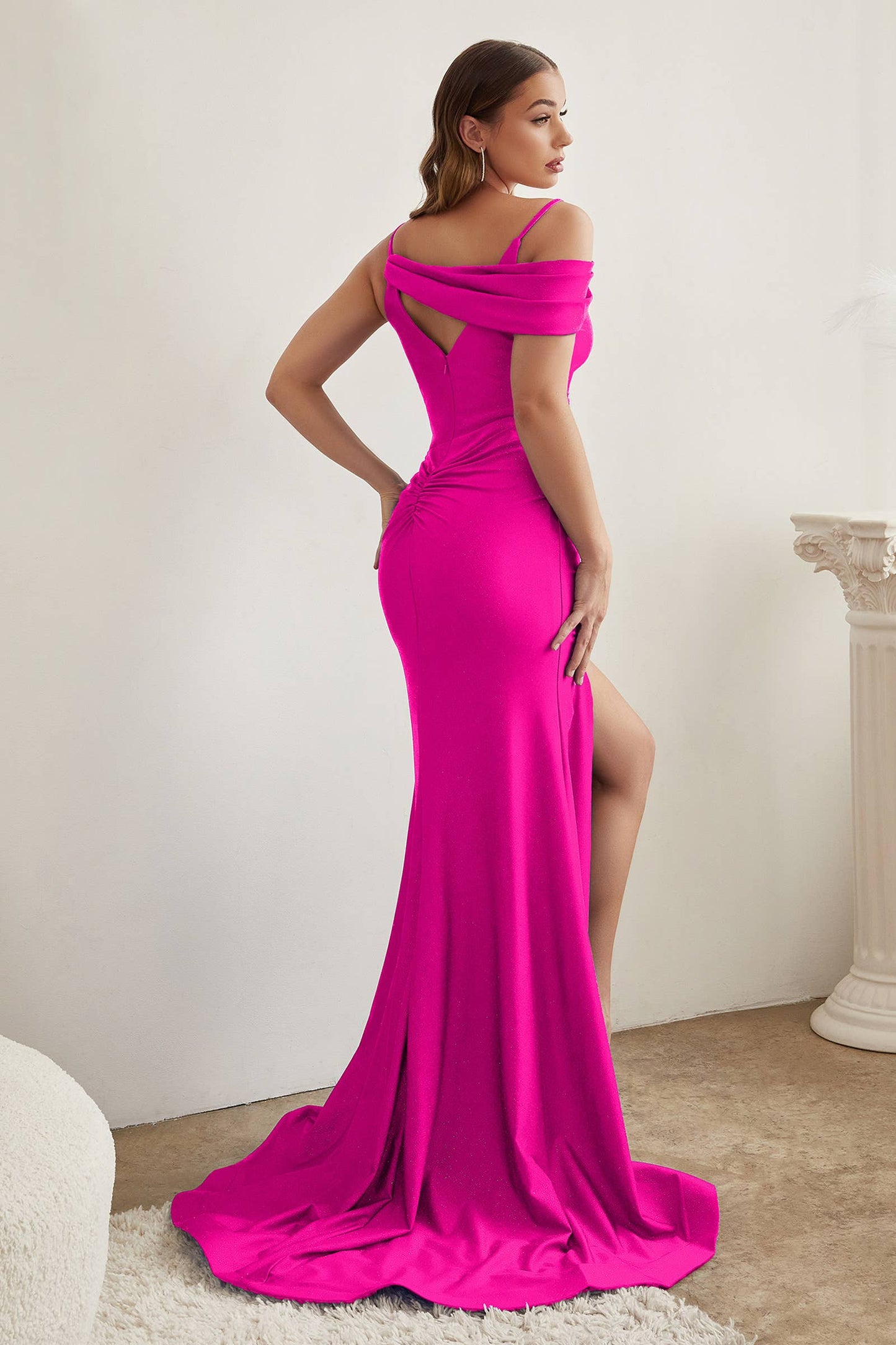 DAYANA ASYMMETRICAL SATIN DRESS