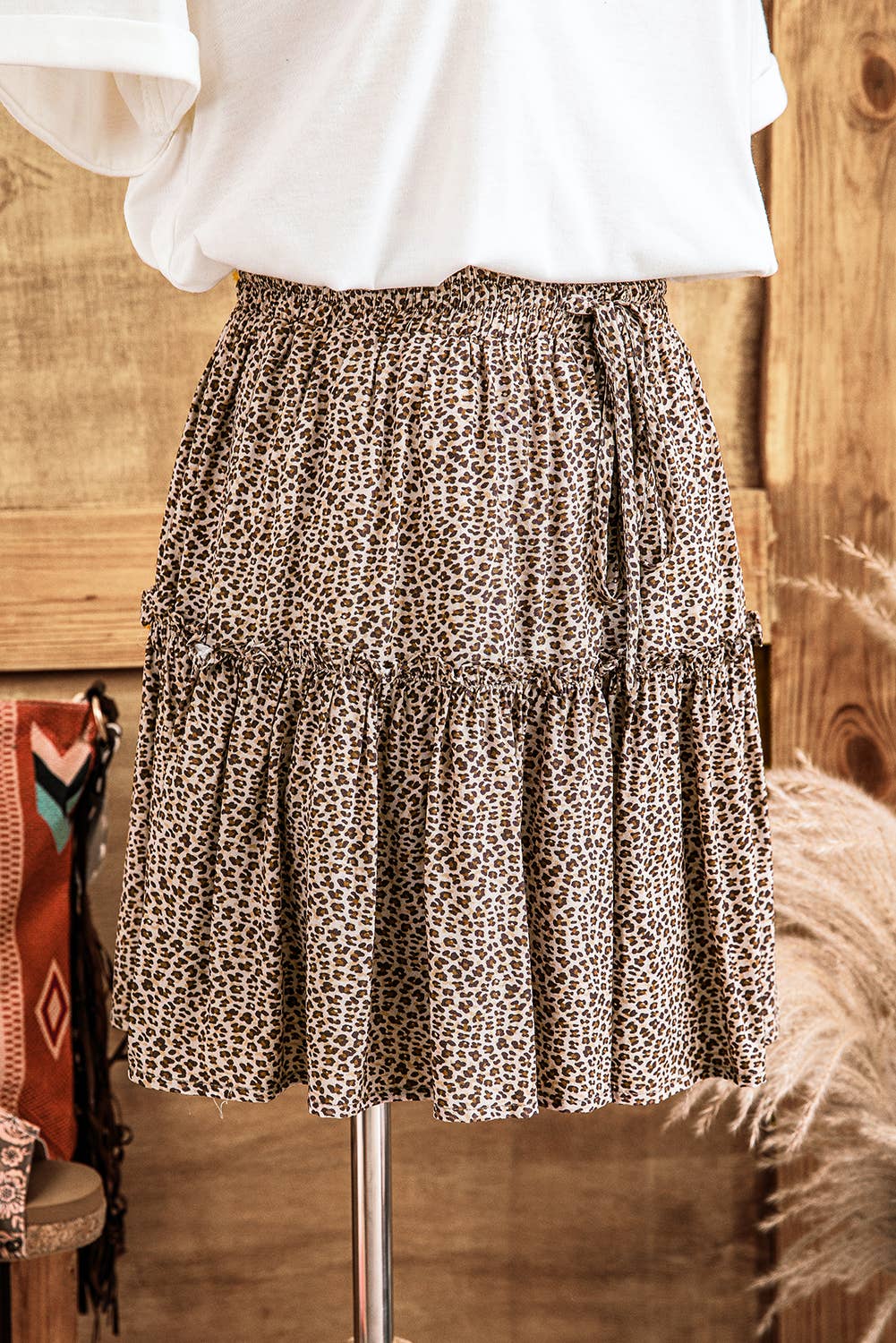 Leopard Drawstring mini Skirt