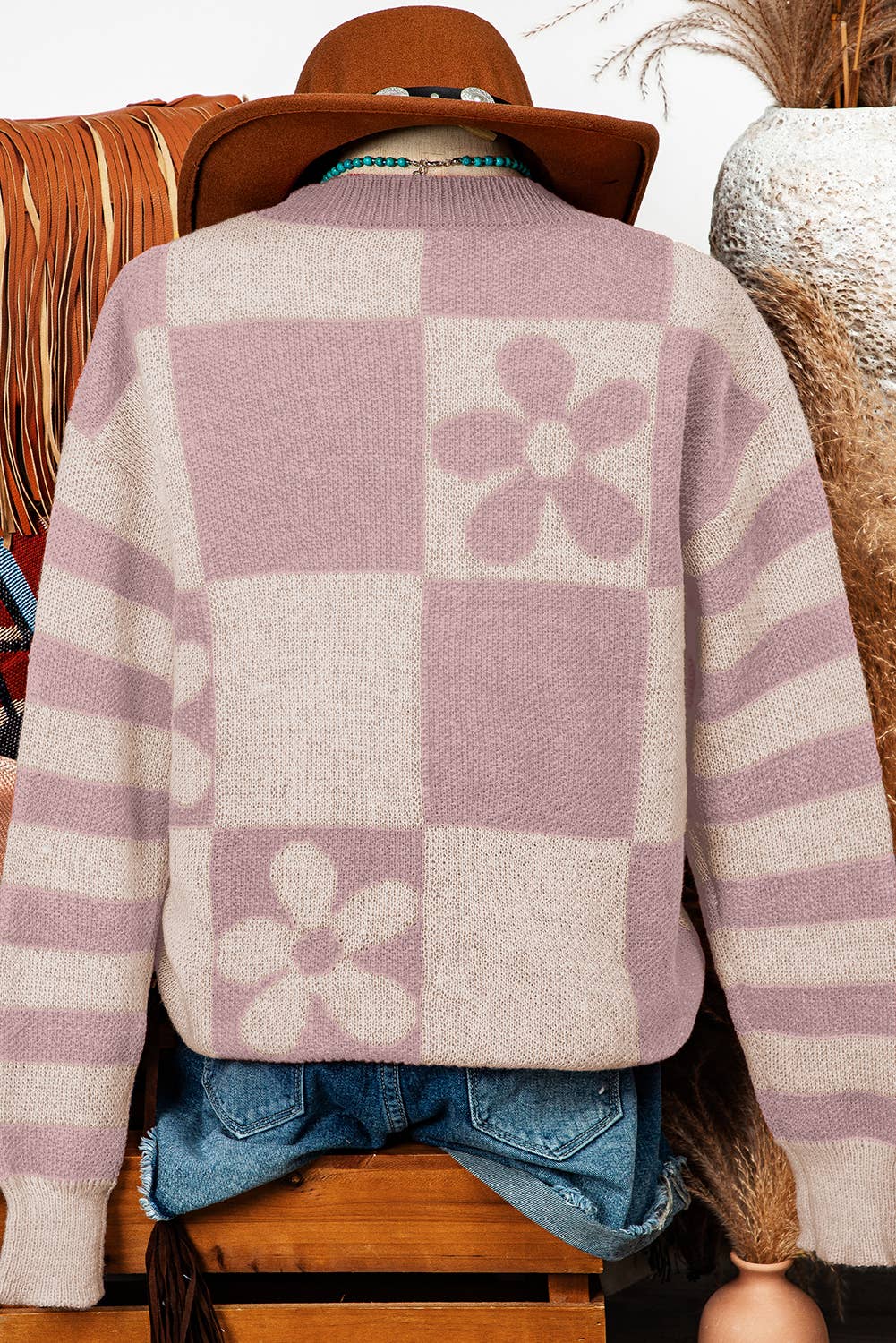 Floral Stripe Sleeve Sweater
