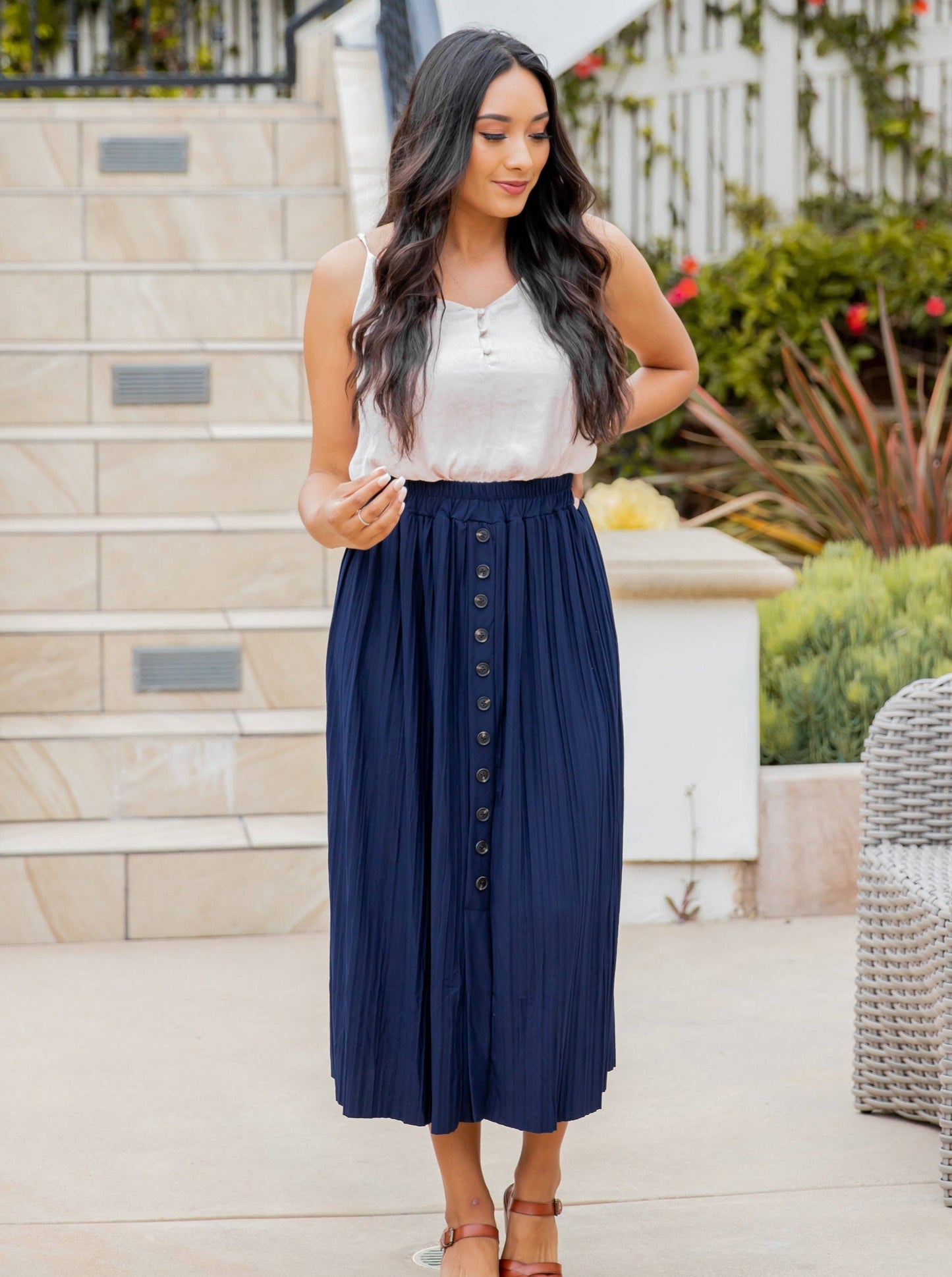 Pleated Midi Skirt