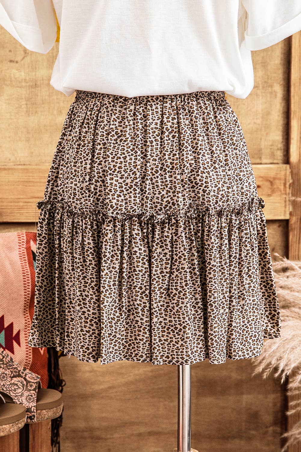 Leopard Drawstring mini Skirt