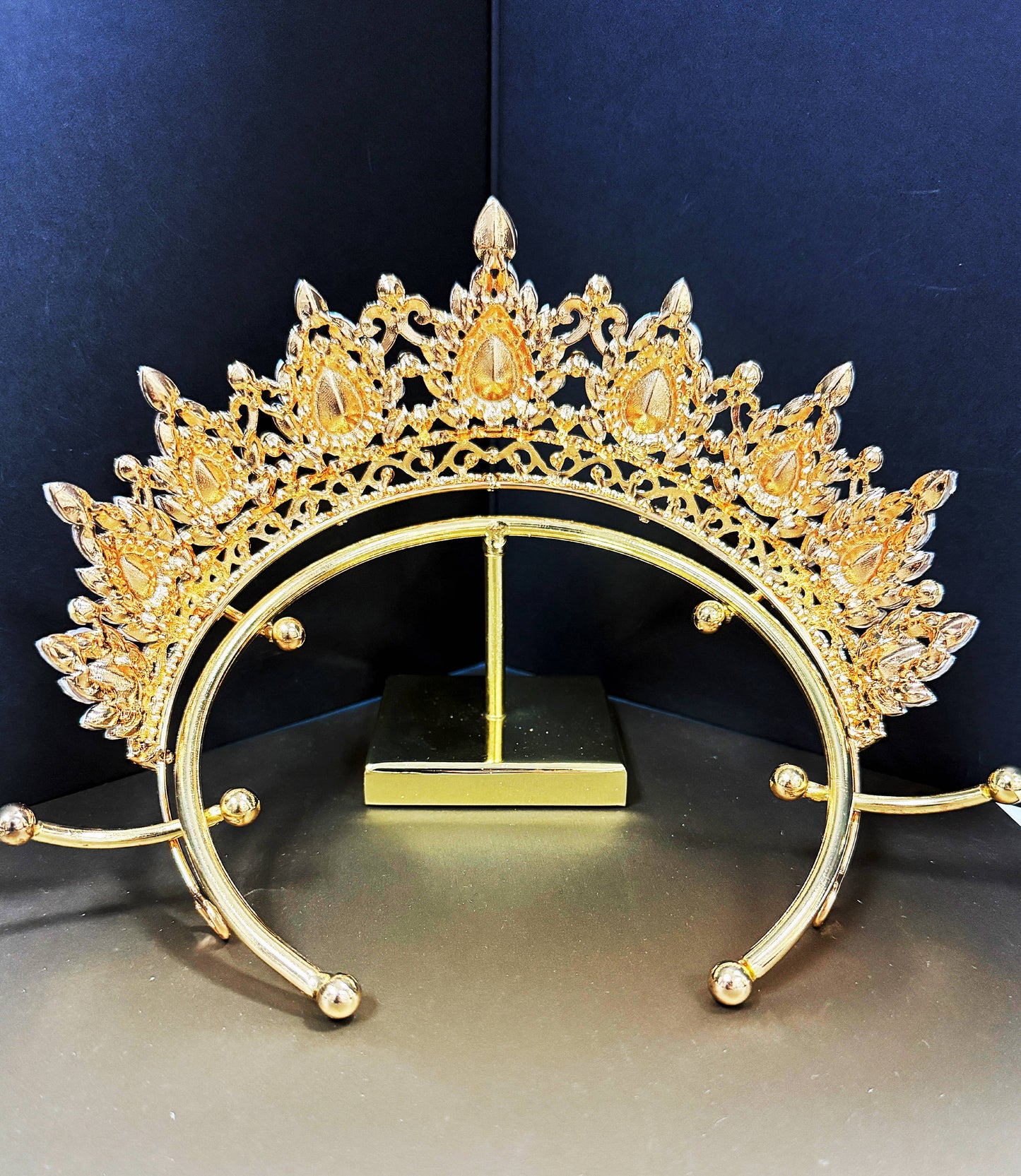 Gold Crystal Tiara, Princess Crown, Wedding Bridal Headdress