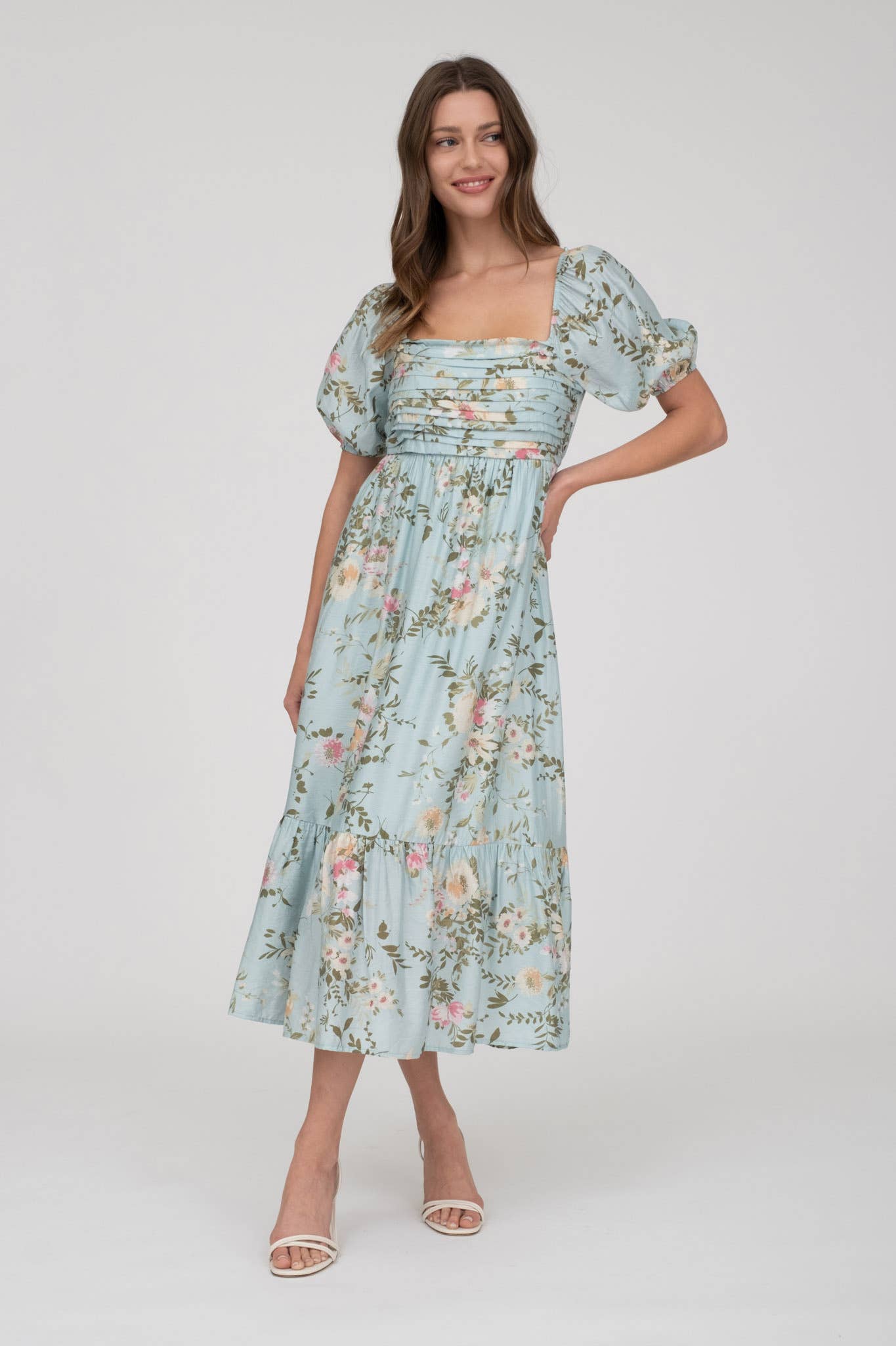 MINTY FLORAL MIDI DRESS