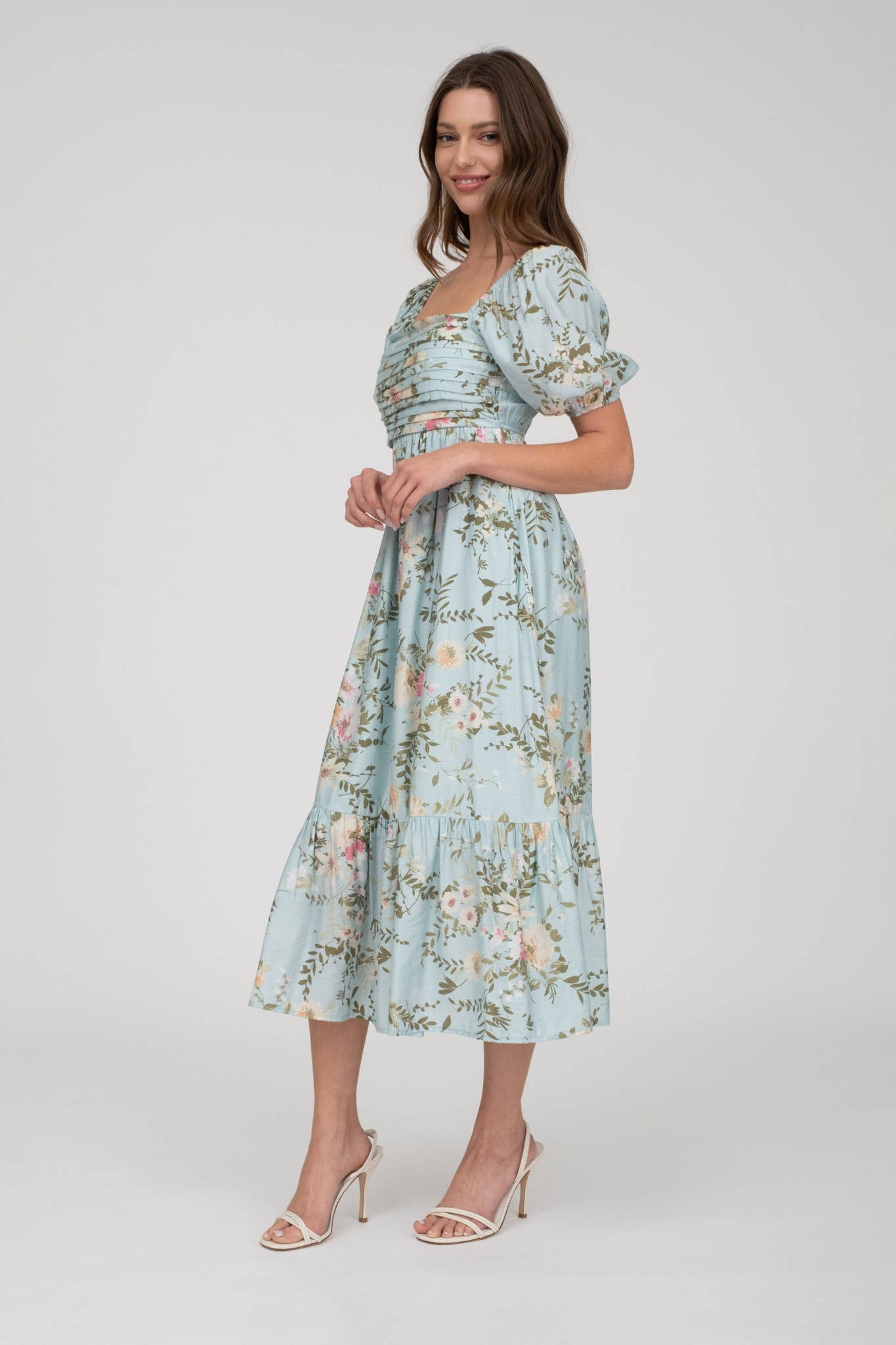 MINTY FLORAL MIDI DRESS