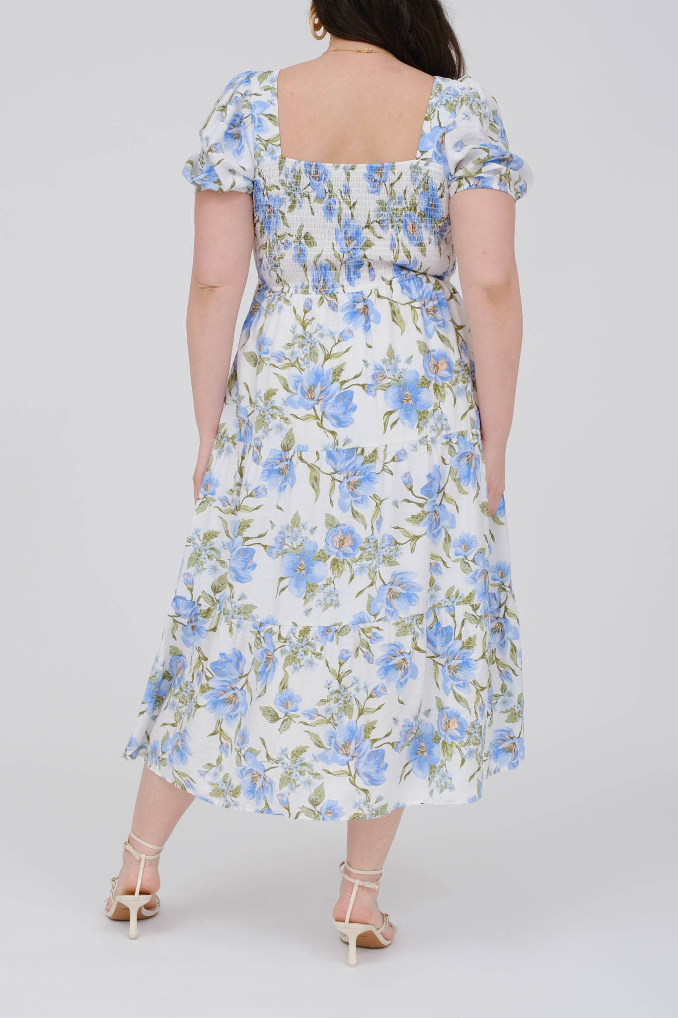 BLUE FLORAL MIDI DRESS