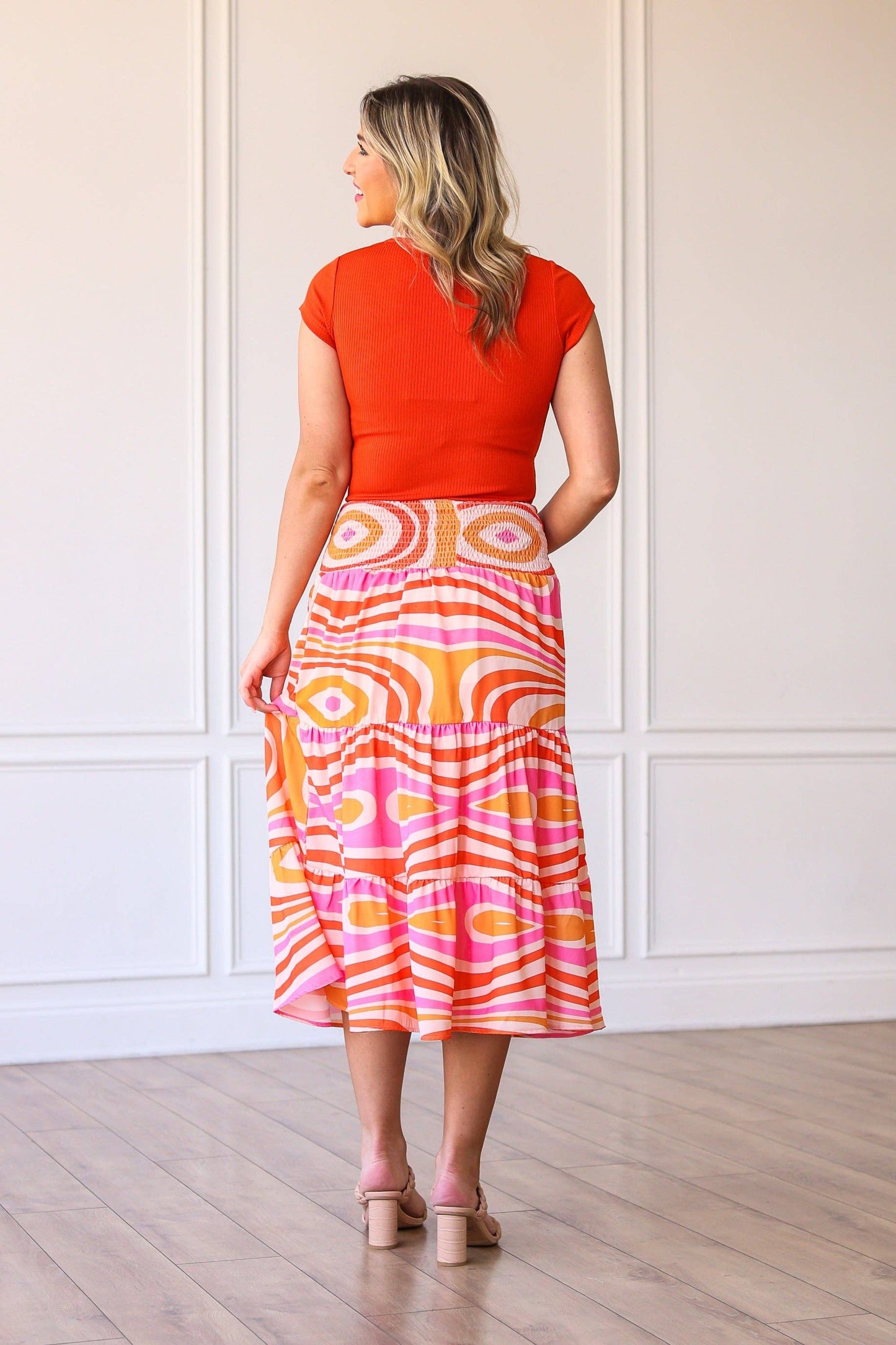 Midi Skirt in Orange