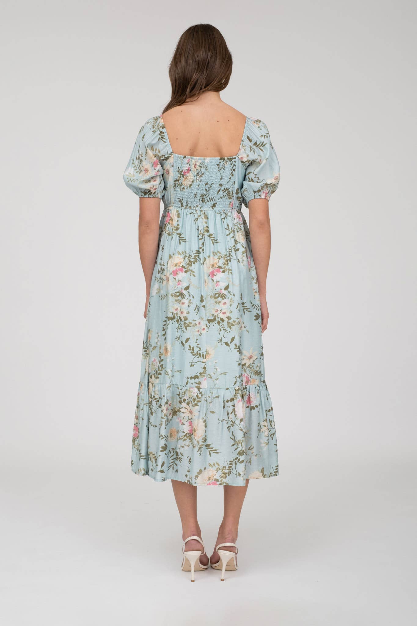MINTY FLORAL MIDI DRESS