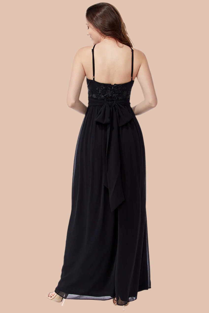 Lace Halter Neck Chiffon Dress