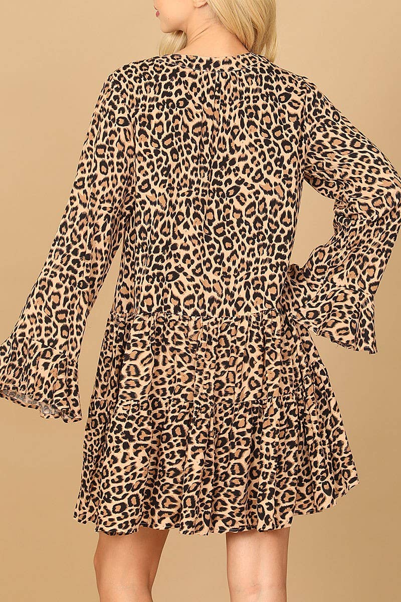 LEOPARD DRESS FLOUNCE SLEEVE