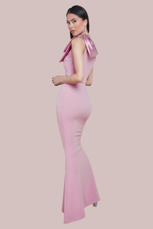 One shoulder bow satin dress