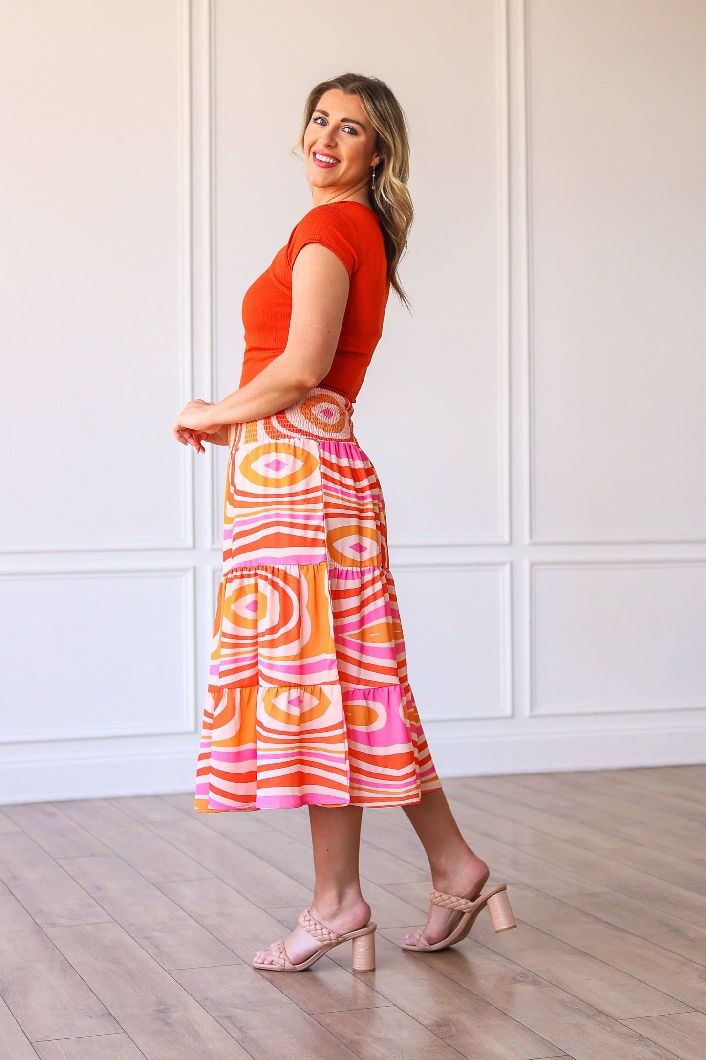 Midi Skirt in Orange