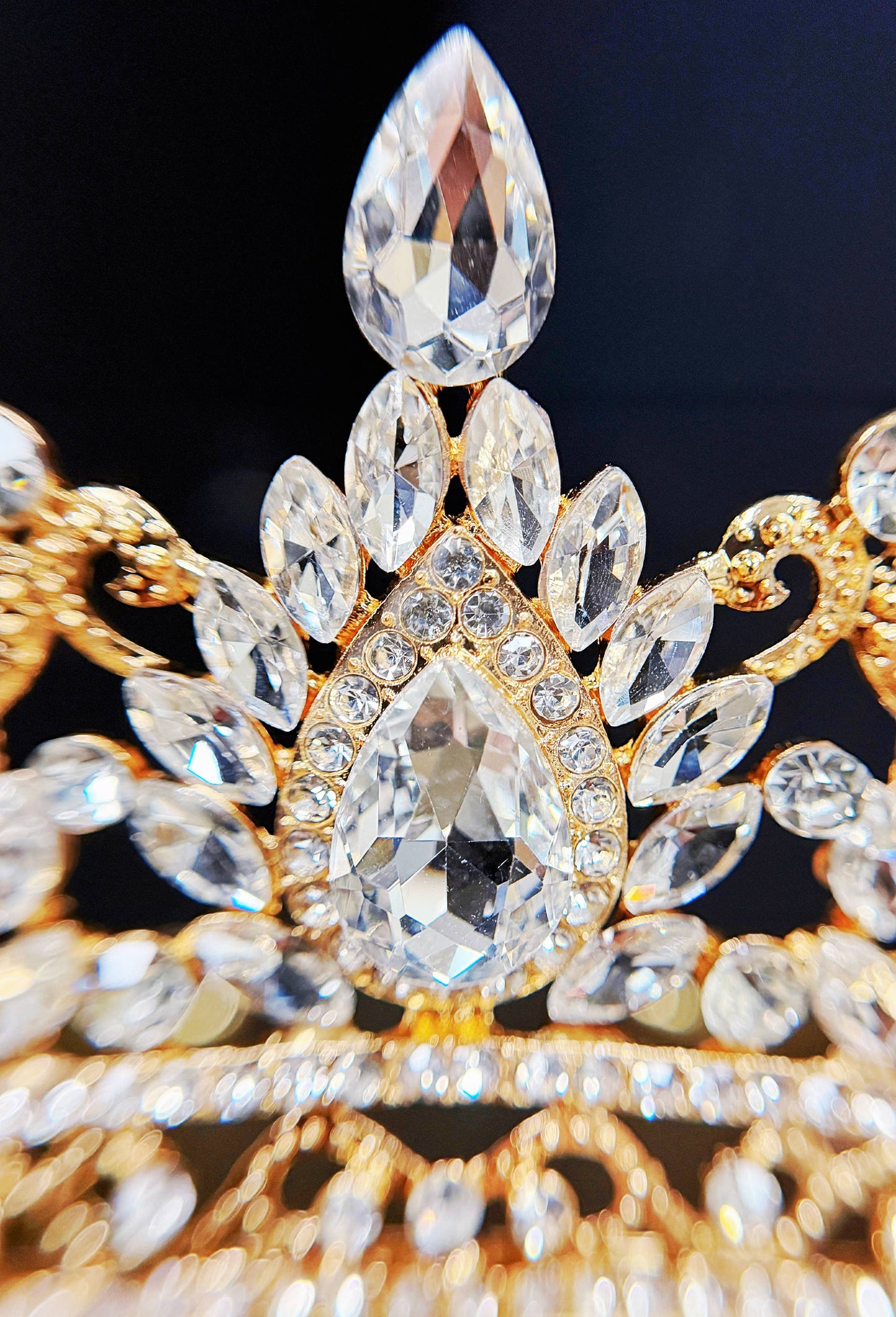 Gold Crystal Tiara, Princess Crown, Wedding Bridal Headdress