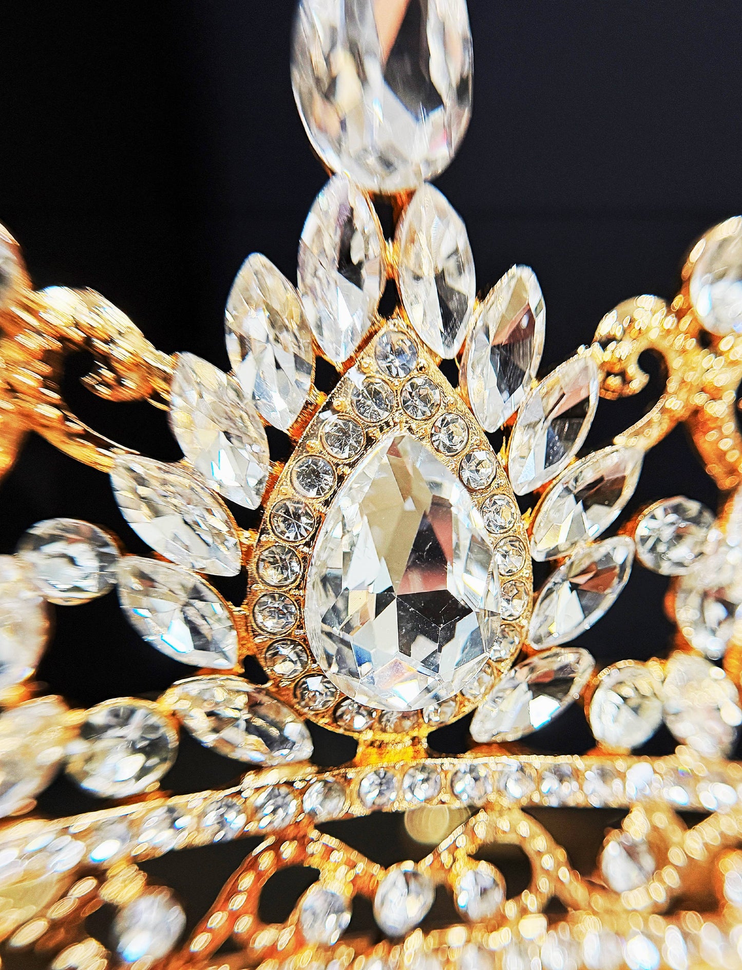 Gold Crystal Tiara, Princess Crown, Wedding Bridal Headdress