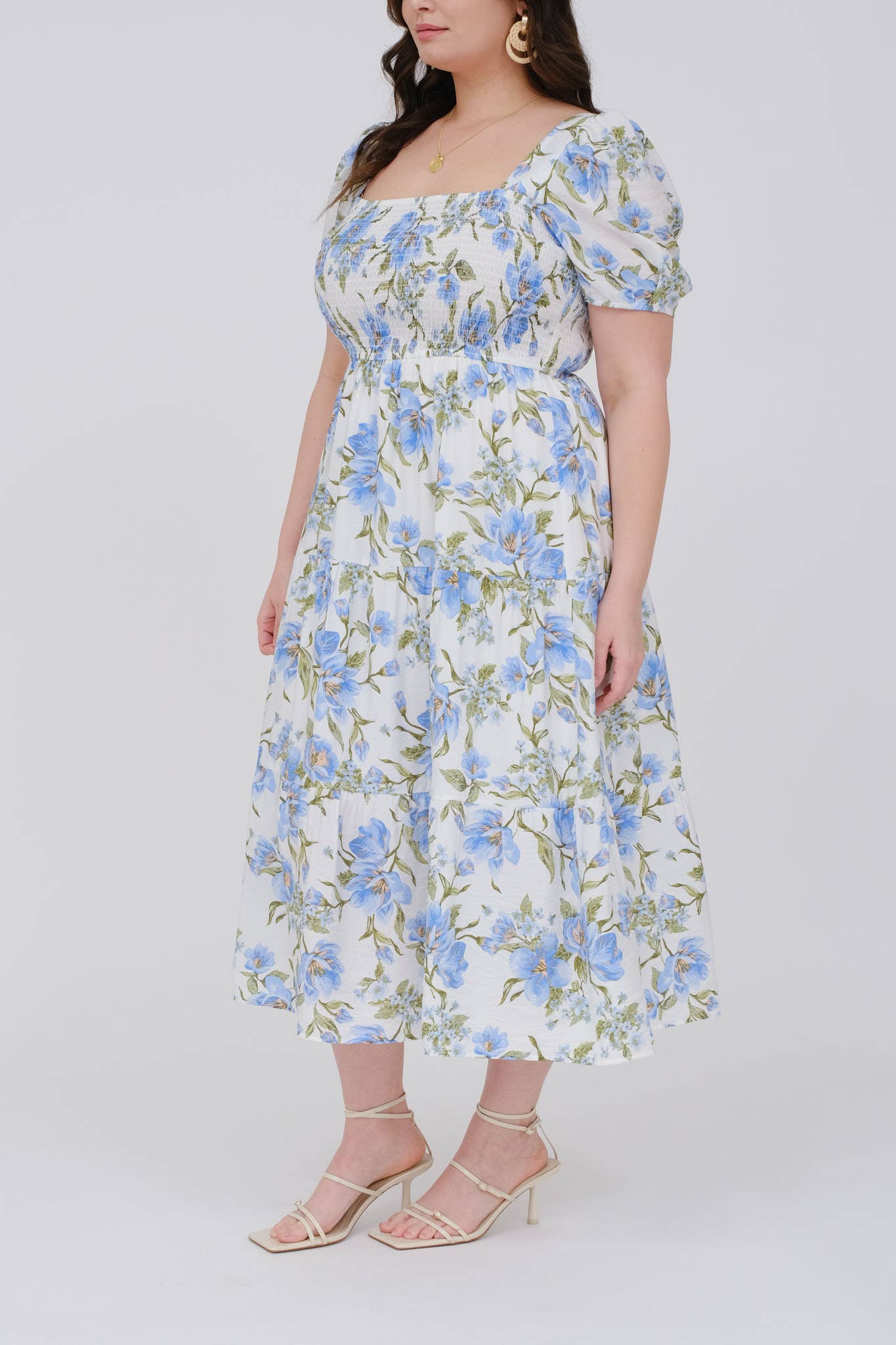 BLUE FLORAL MIDI DRESS